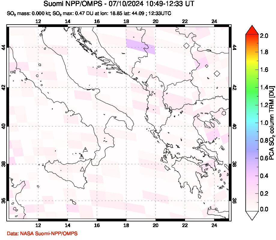 A sulfur dioxide image over Etna, Sicily, Italy on Jul 10, 2024.