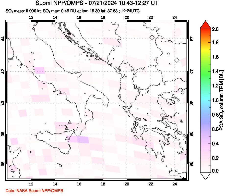 A sulfur dioxide image over Etna, Sicily, Italy on Jul 21, 2024.