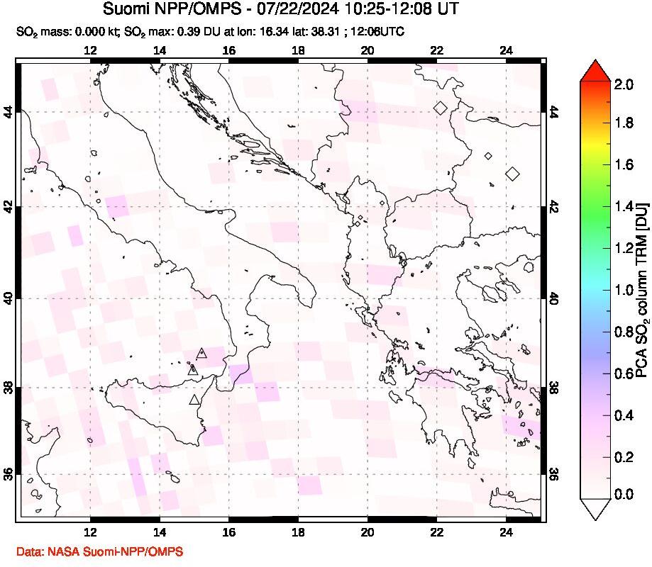 A sulfur dioxide image over Etna, Sicily, Italy on Jul 22, 2024.