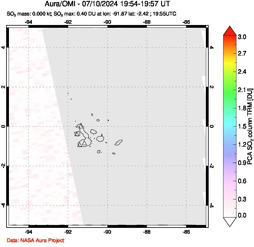 A sulfur dioxide image over Galápagos Islands on Jul 10, 2024.