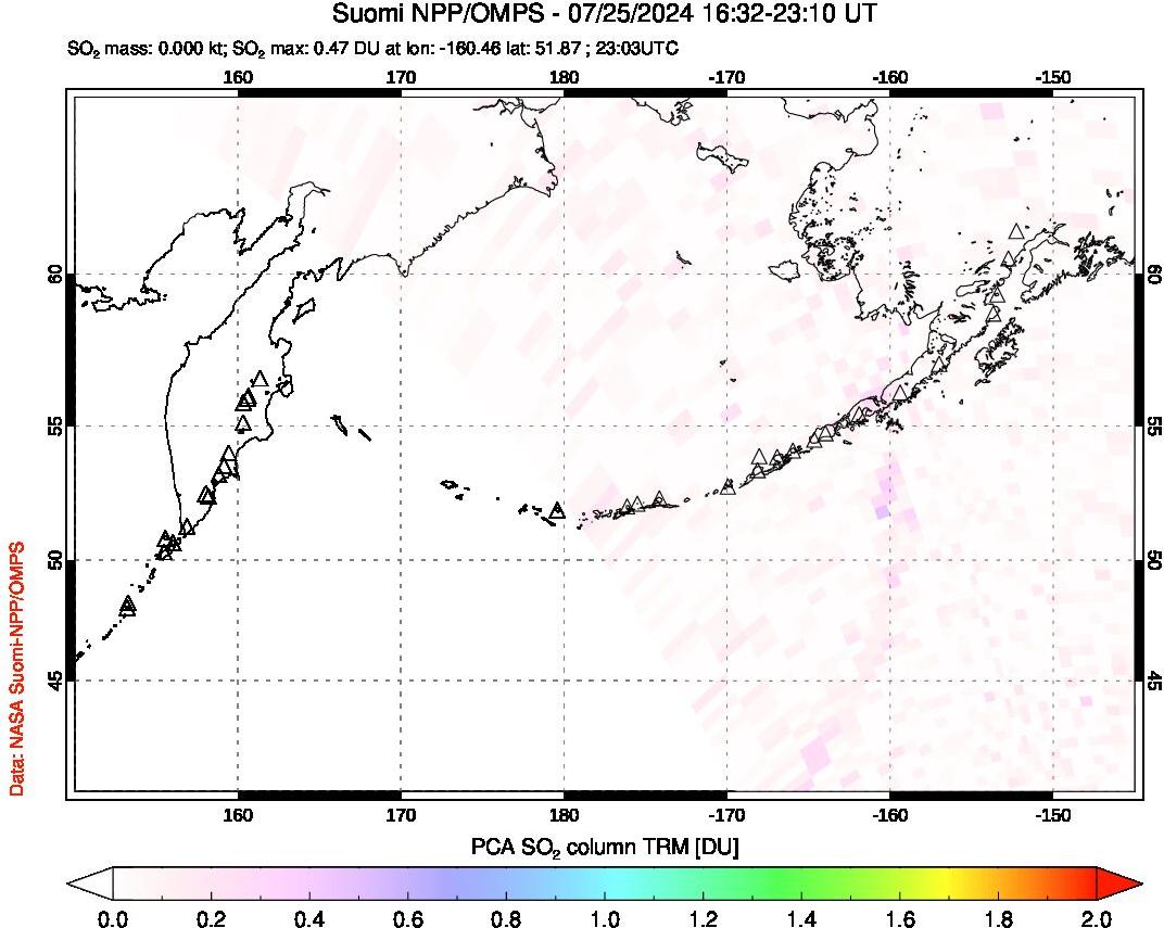 A sulfur dioxide image over North Pacific on Jul 25, 2024.