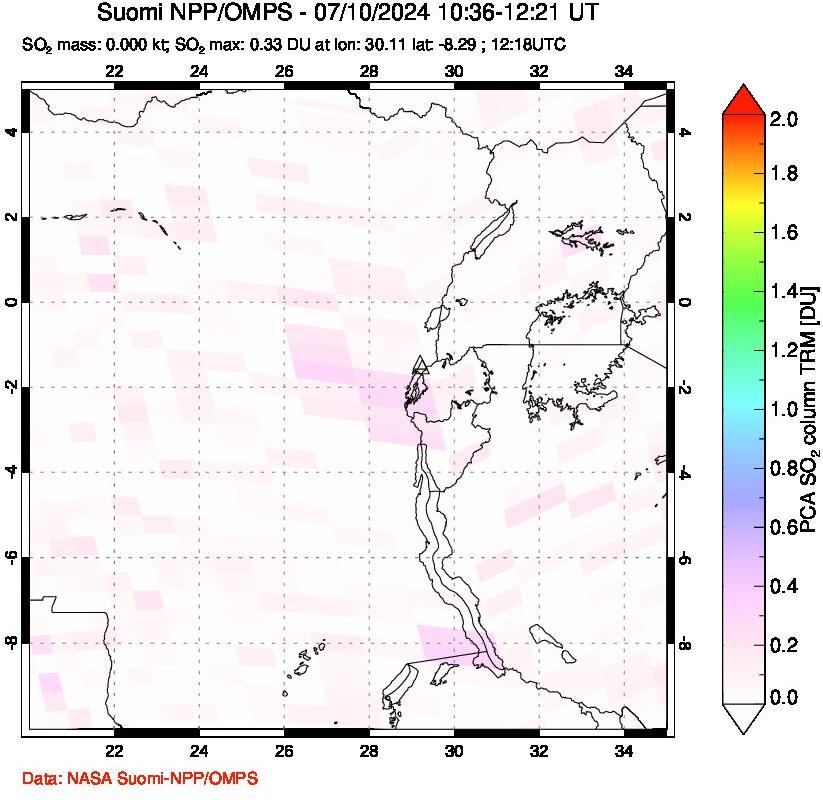 A sulfur dioxide image over Nyiragongo, DR Congo on Jul 10, 2024.