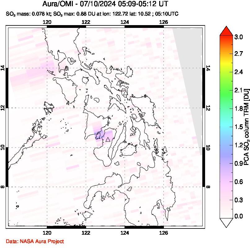 A sulfur dioxide image over Philippines on Jul 10, 2024.