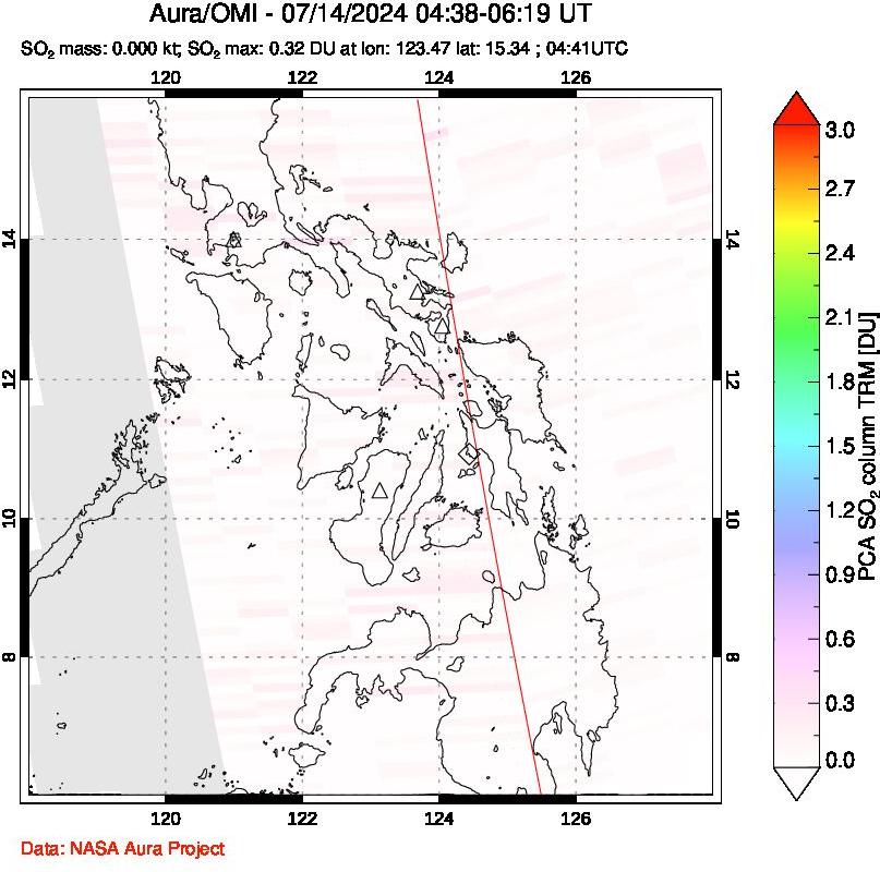 A sulfur dioxide image over Philippines on Jul 14, 2024.