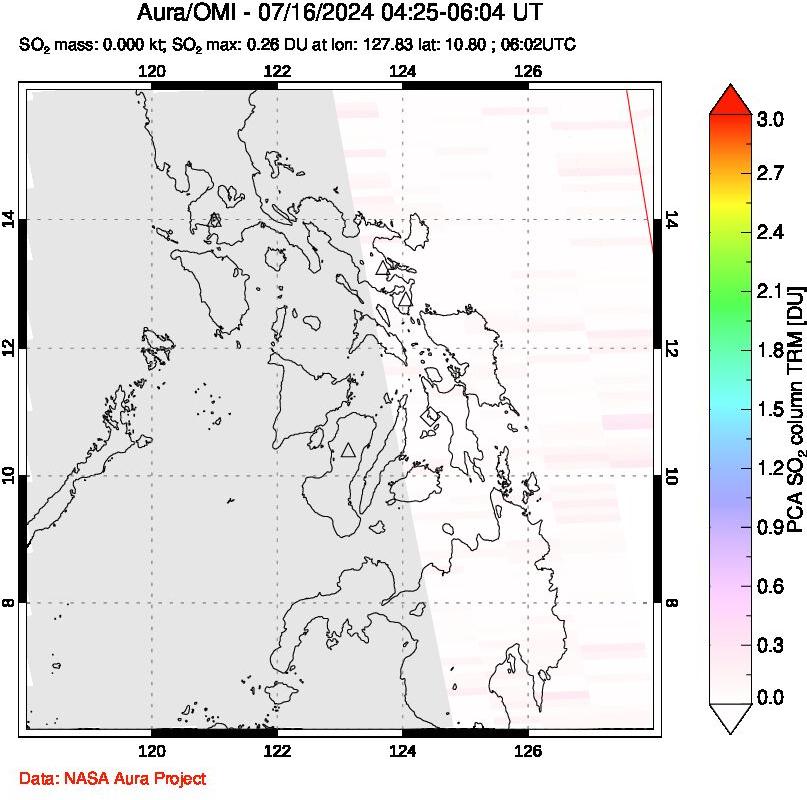 A sulfur dioxide image over Philippines on Jul 16, 2024.