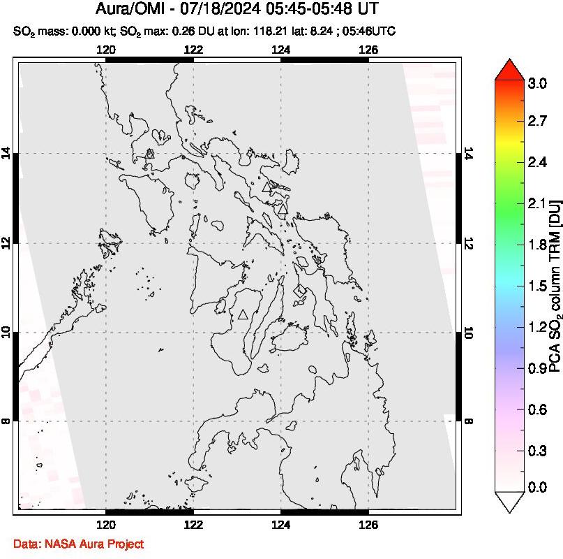 A sulfur dioxide image over Philippines on Jul 18, 2024.