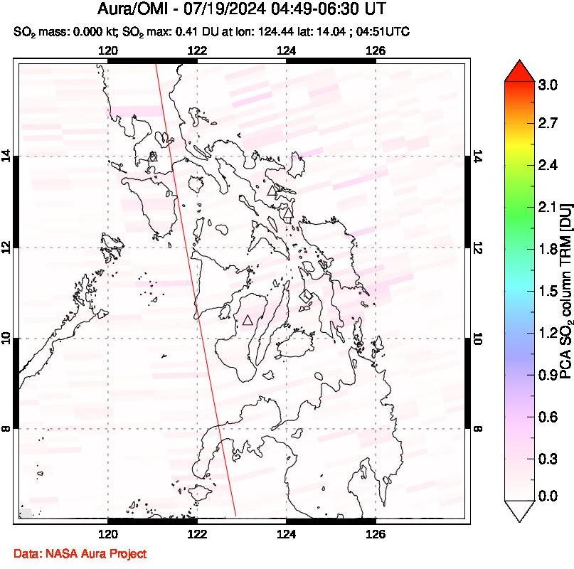 A sulfur dioxide image over Philippines on Jul 19, 2024.