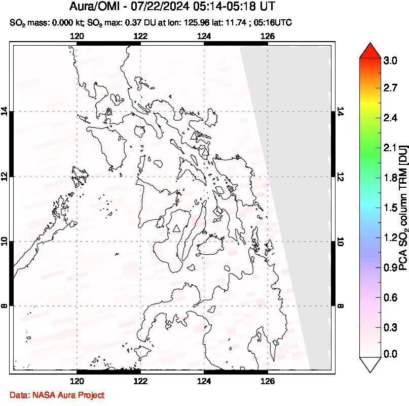 A sulfur dioxide image over Philippines on Jul 22, 2024.