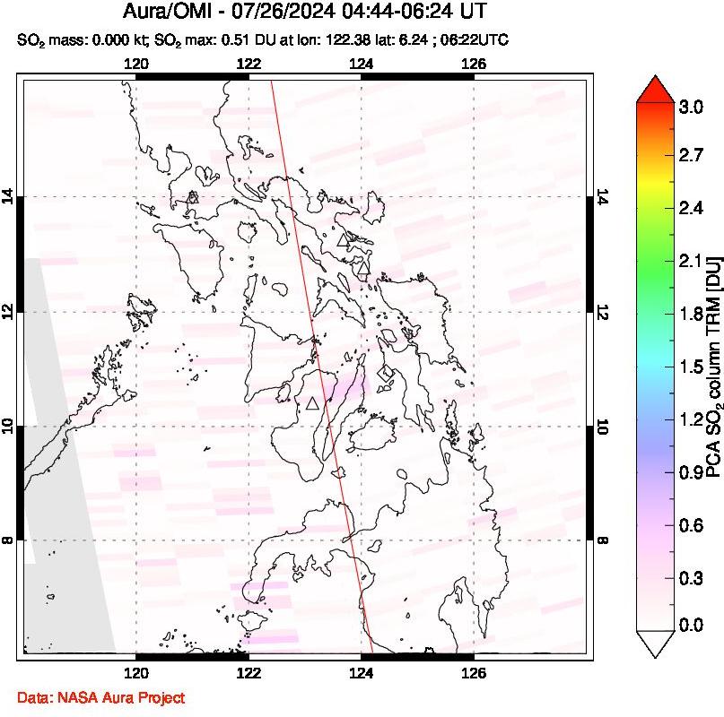 A sulfur dioxide image over Philippines on Jul 26, 2024.