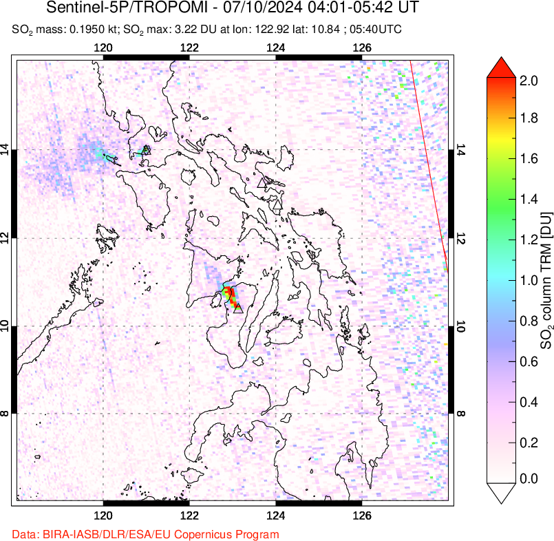 A sulfur dioxide image over Philippines on Jul 10, 2024.