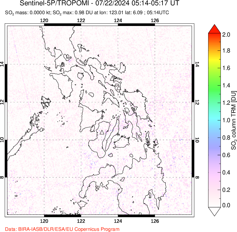 A sulfur dioxide image over Philippines on Jul 22, 2024.