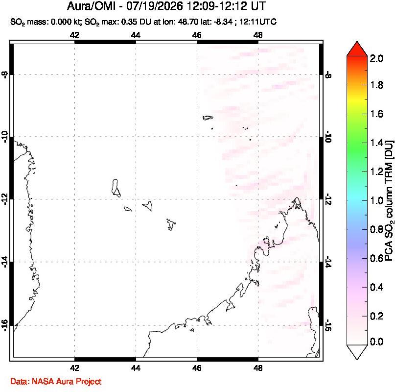 A sulfur dioxide image over Comoro Islands on Jul 19, 2026.