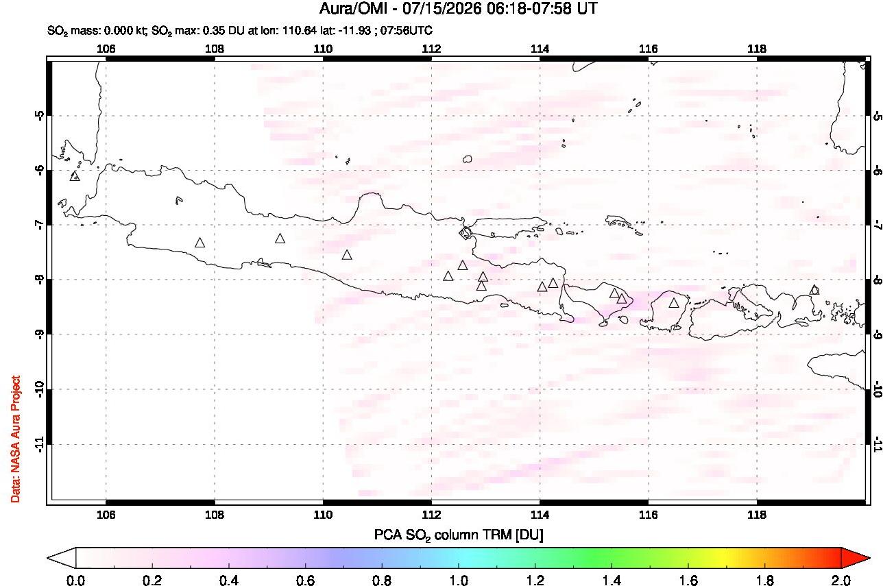 A sulfur dioxide image over Java, Indonesia on Jul 15, 2026.