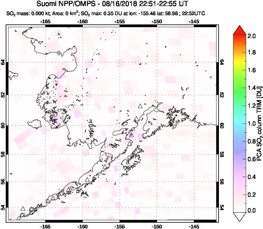 A sulfur dioxide image over Alaska, USA on Aug 16, 2018.