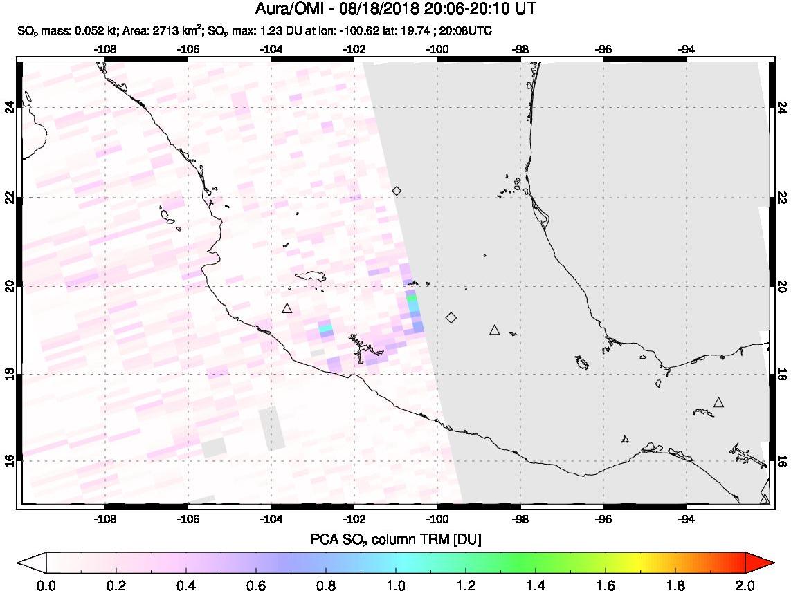 A sulfur dioxide image over Mexico on Aug 18, 2018.