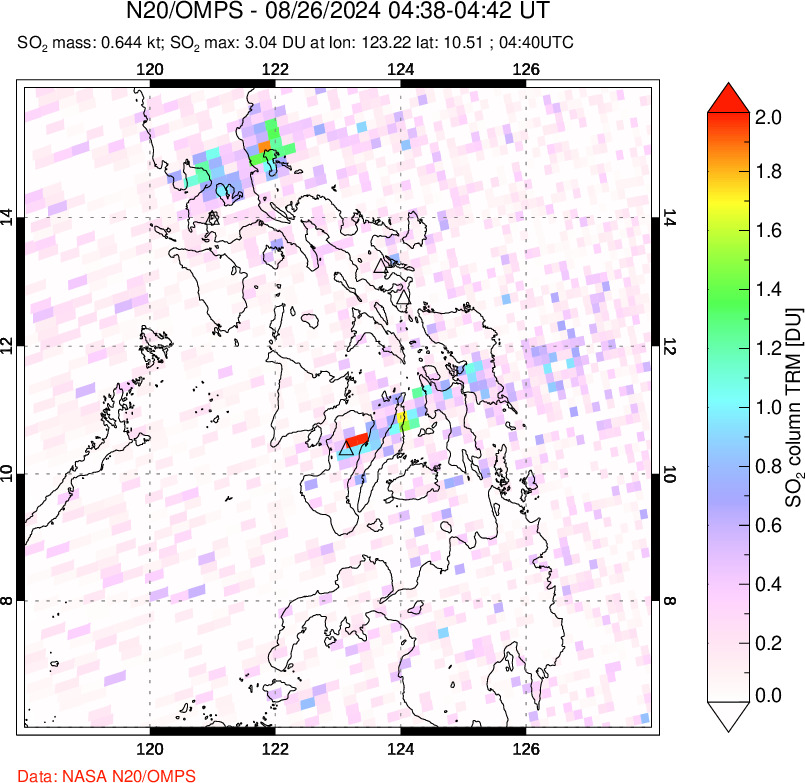 A sulfur dioxide image over Philippines on Aug 26, 2024.