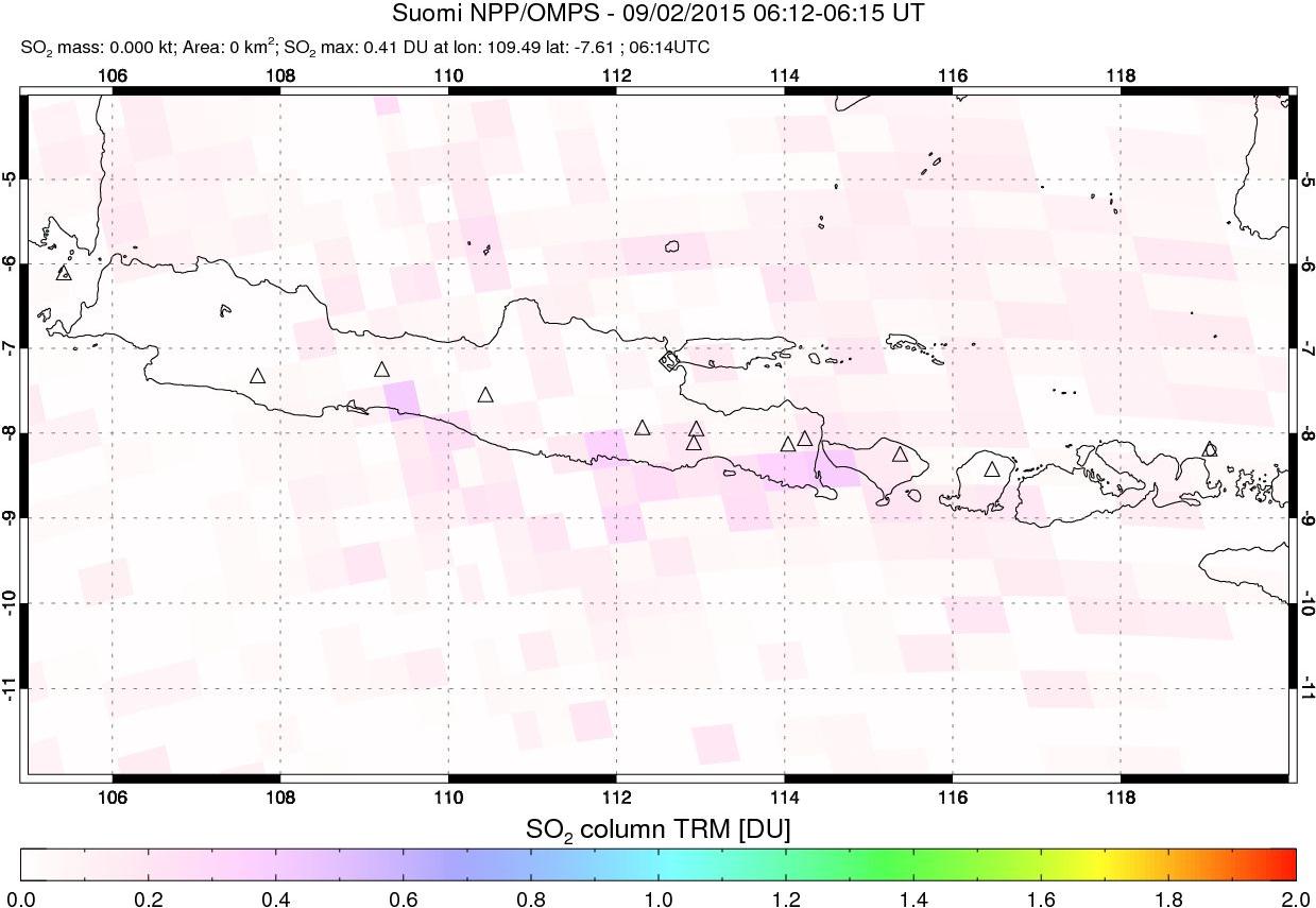 A sulfur dioxide image over Java, Indonesia on Sep 02, 2015.