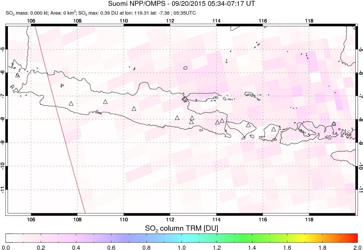 A sulfur dioxide image over Java, Indonesia on Sep 20, 2015.
