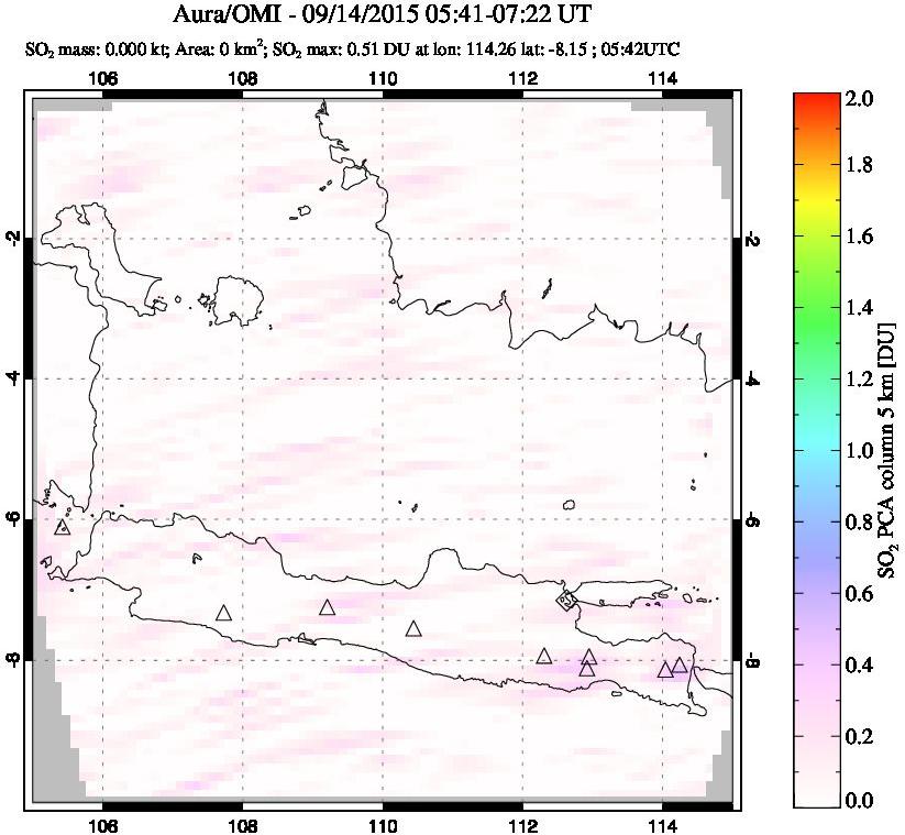 A sulfur dioxide image over Java, Indonesia on Sep 14, 2015.