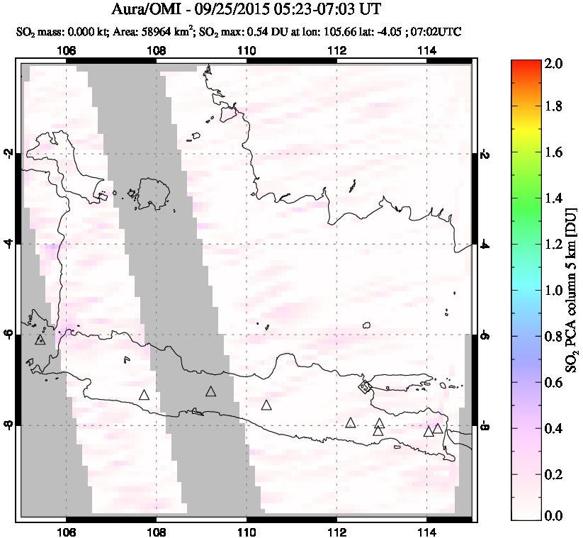 A sulfur dioxide image over Java, Indonesia on Sep 25, 2015.