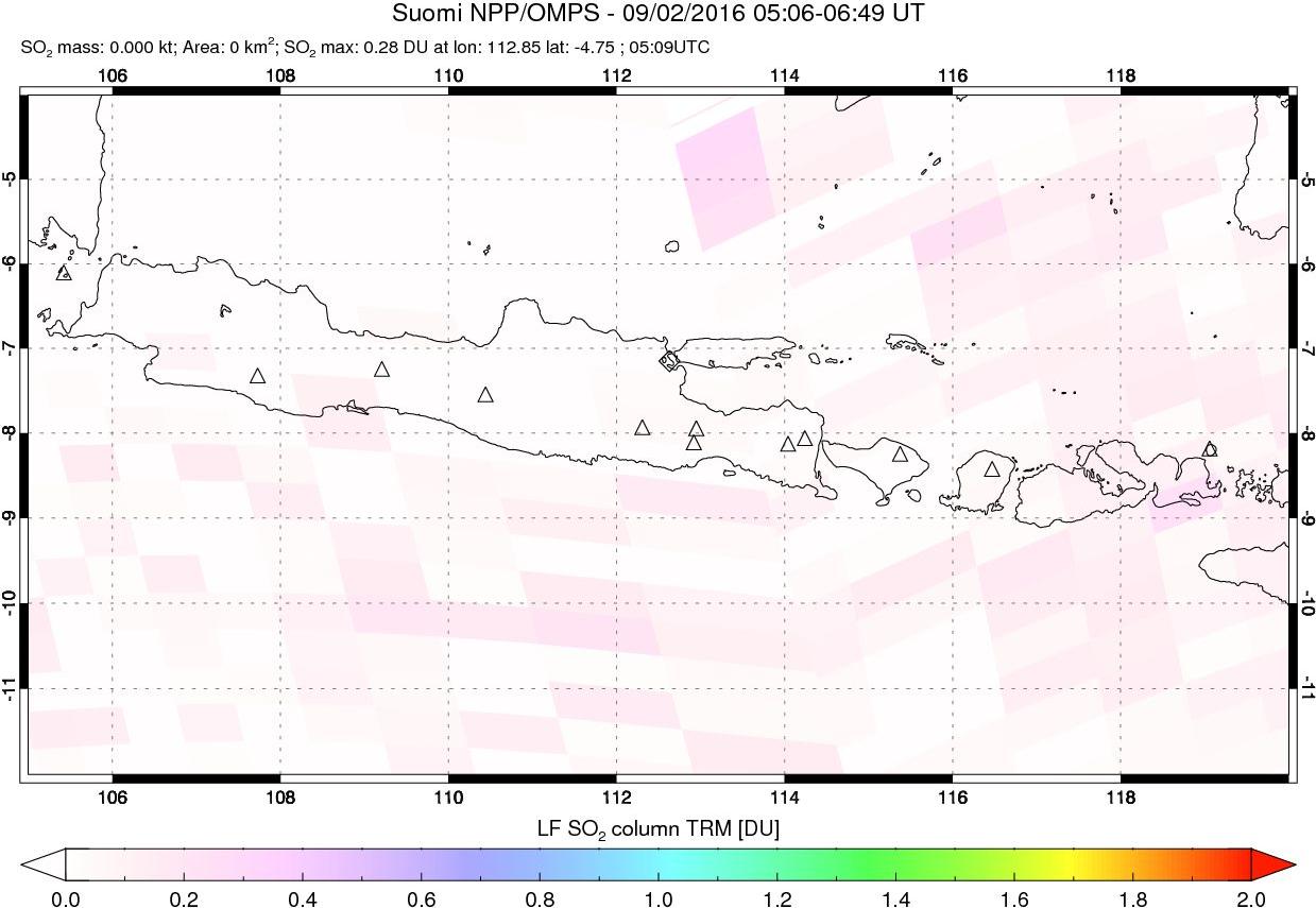 A sulfur dioxide image over Java, Indonesia on Sep 02, 2016.