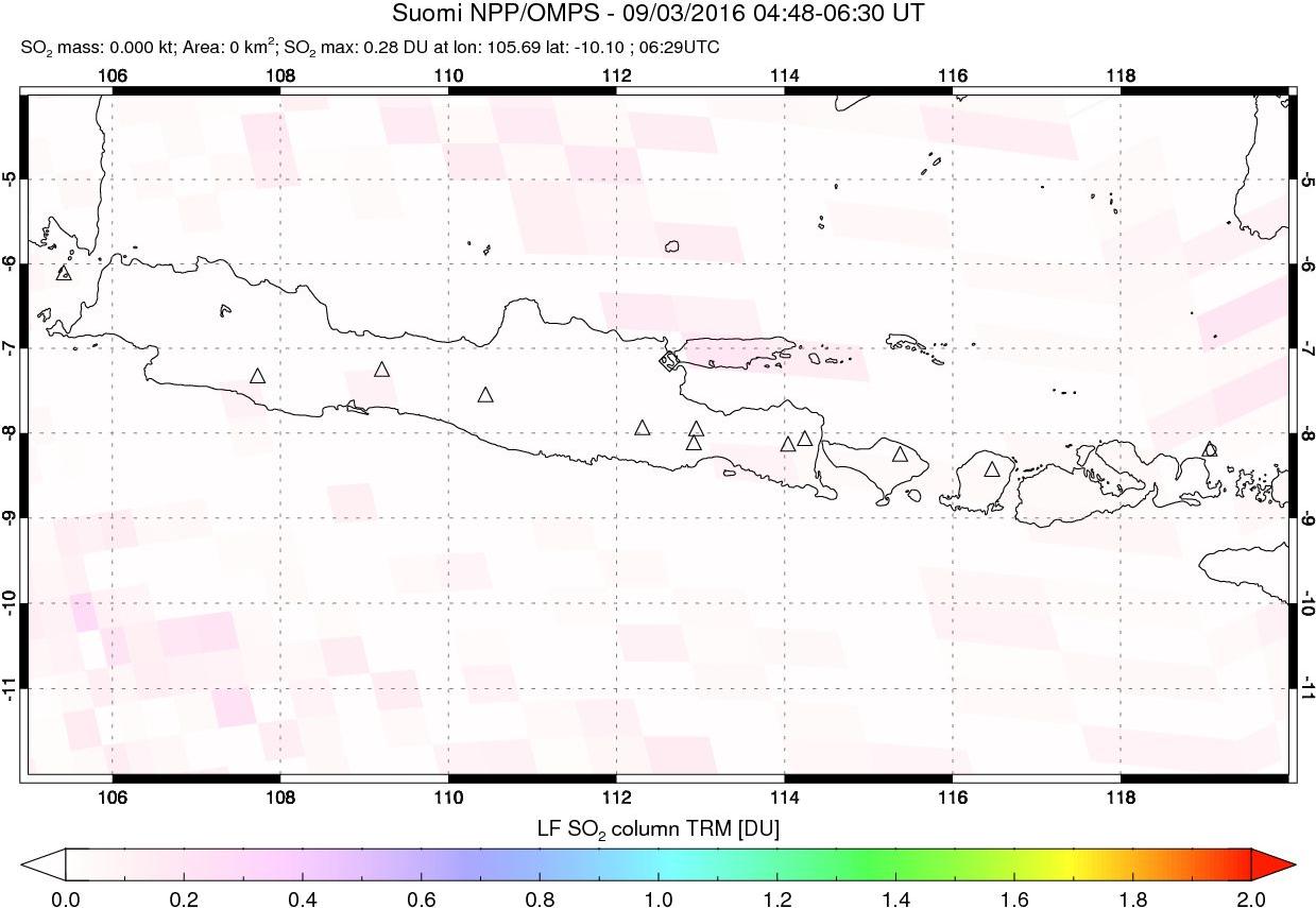 A sulfur dioxide image over Java, Indonesia on Sep 03, 2016.