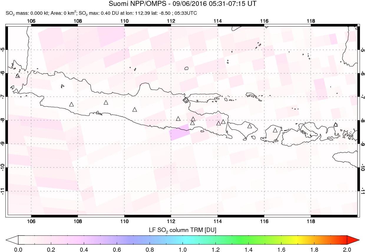 A sulfur dioxide image over Java, Indonesia on Sep 06, 2016.