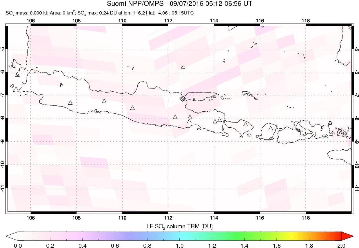 A sulfur dioxide image over Java, Indonesia on Sep 07, 2016.