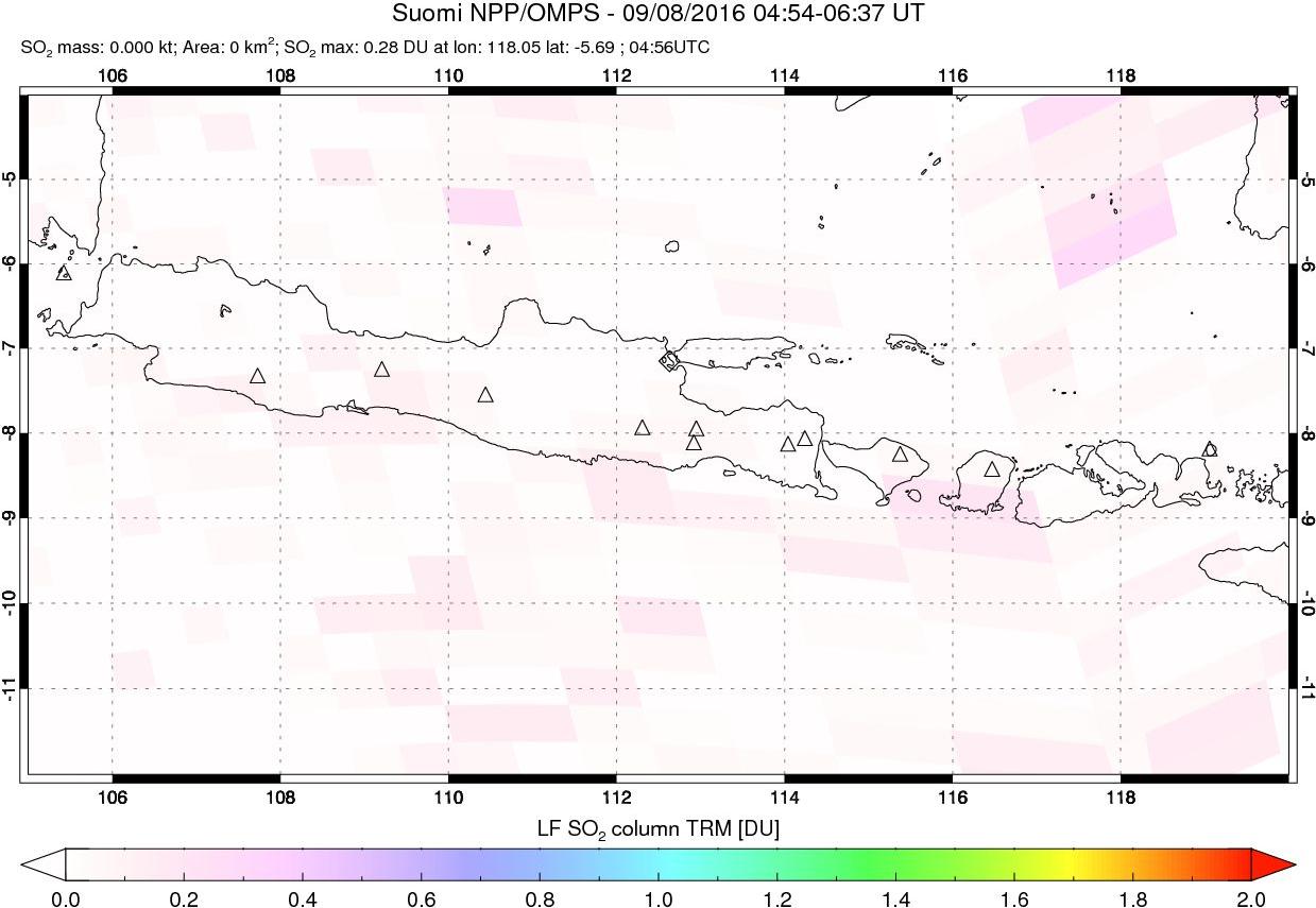 A sulfur dioxide image over Java, Indonesia on Sep 08, 2016.