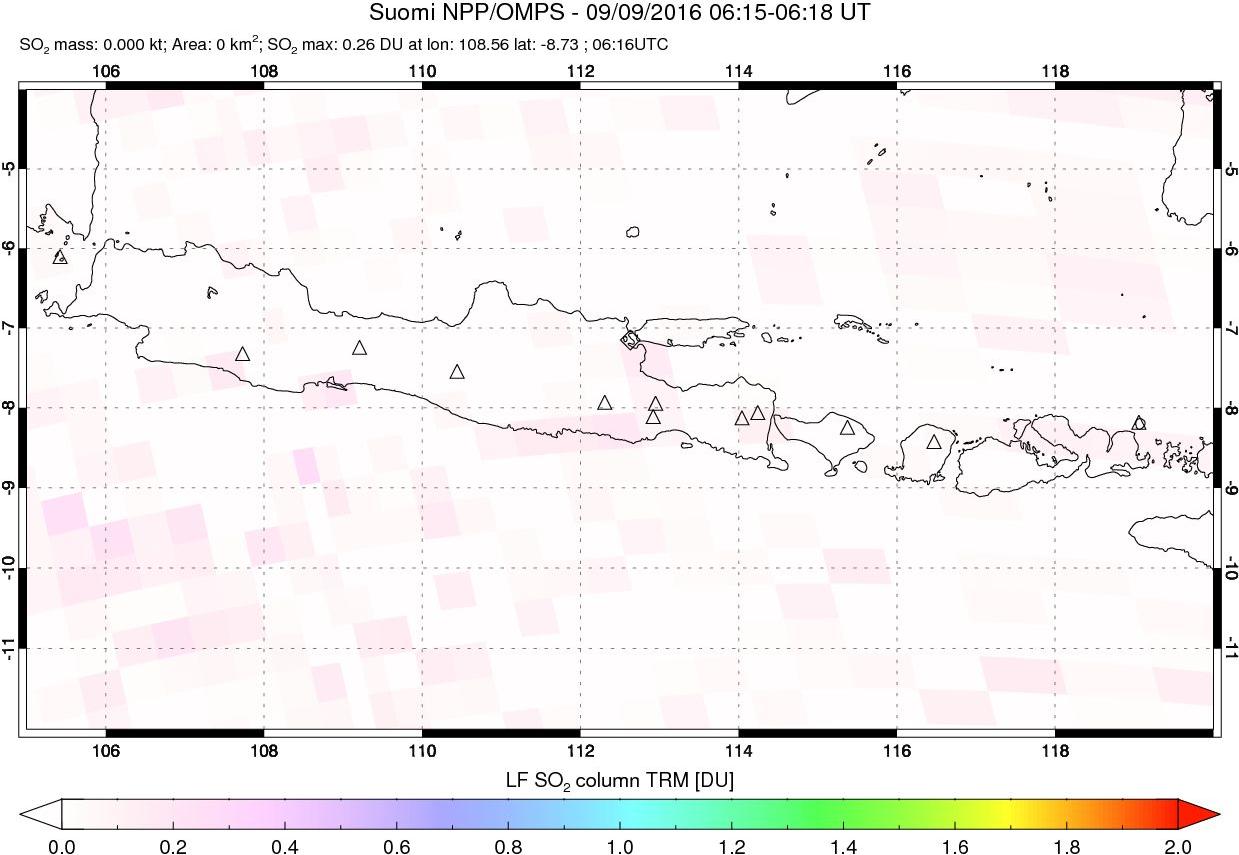 A sulfur dioxide image over Java, Indonesia on Sep 09, 2016.