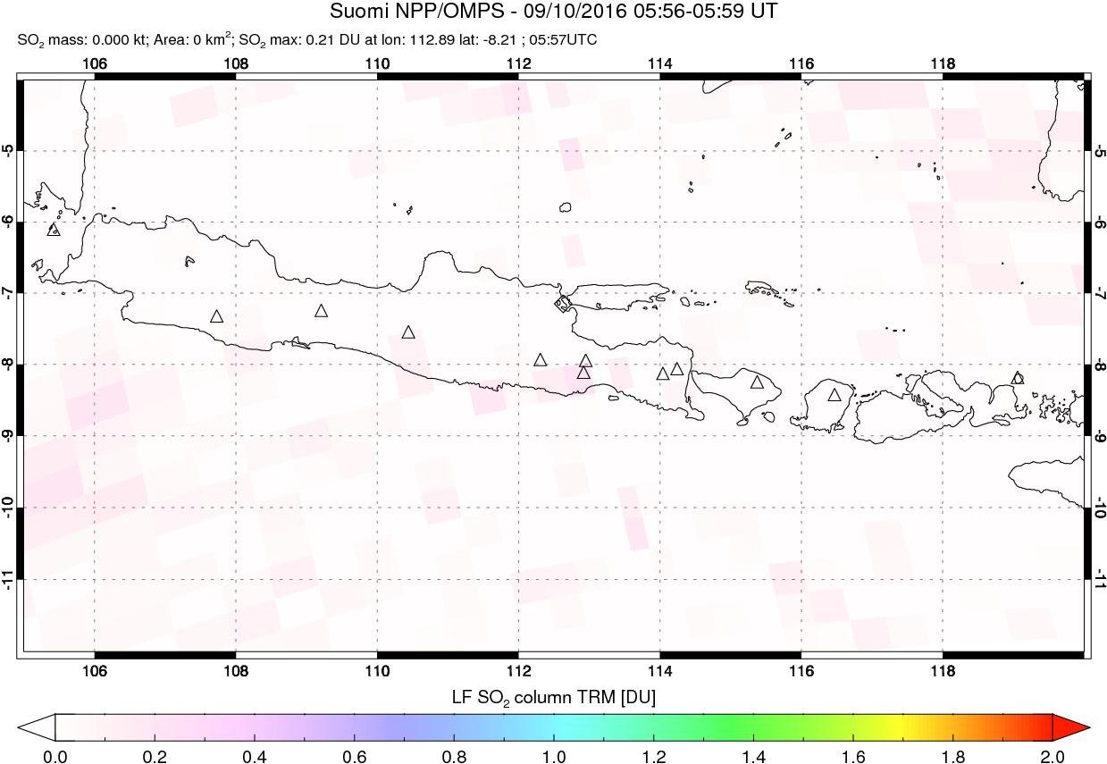 A sulfur dioxide image over Java, Indonesia on Sep 10, 2016.