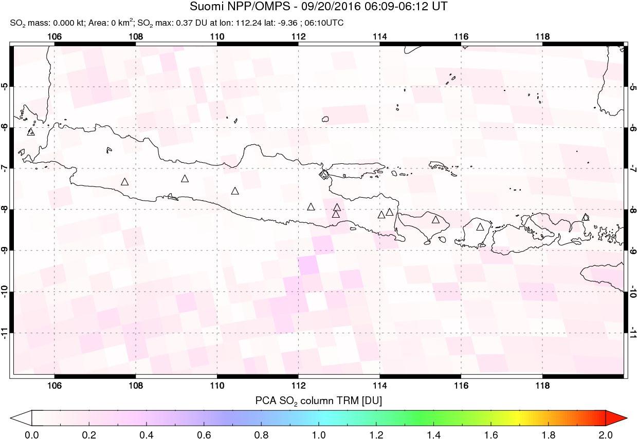 A sulfur dioxide image over Java, Indonesia on Sep 20, 2016.