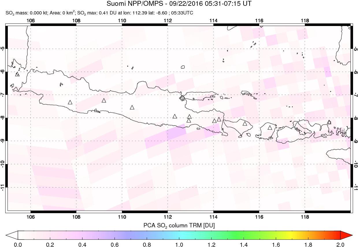 A sulfur dioxide image over Java, Indonesia on Sep 22, 2016.