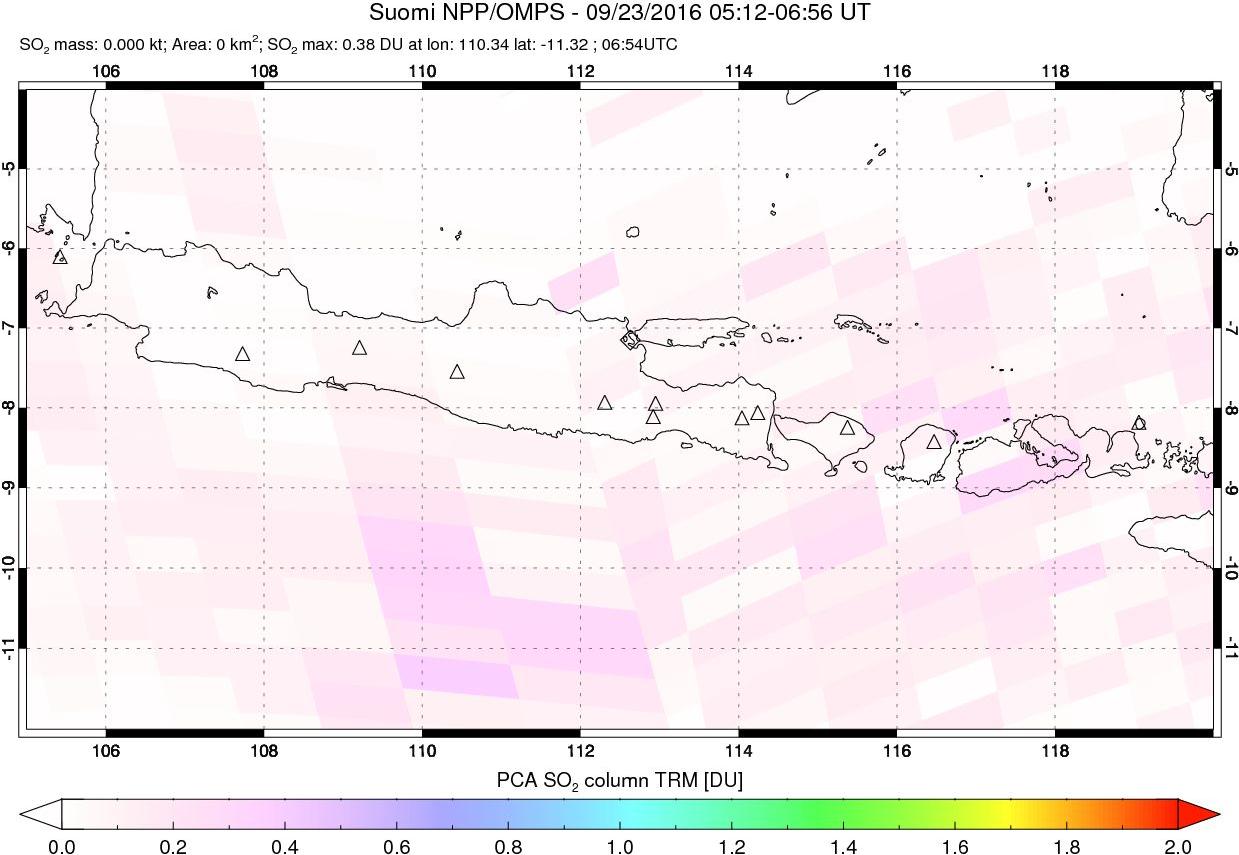 A sulfur dioxide image over Java, Indonesia on Sep 23, 2016.