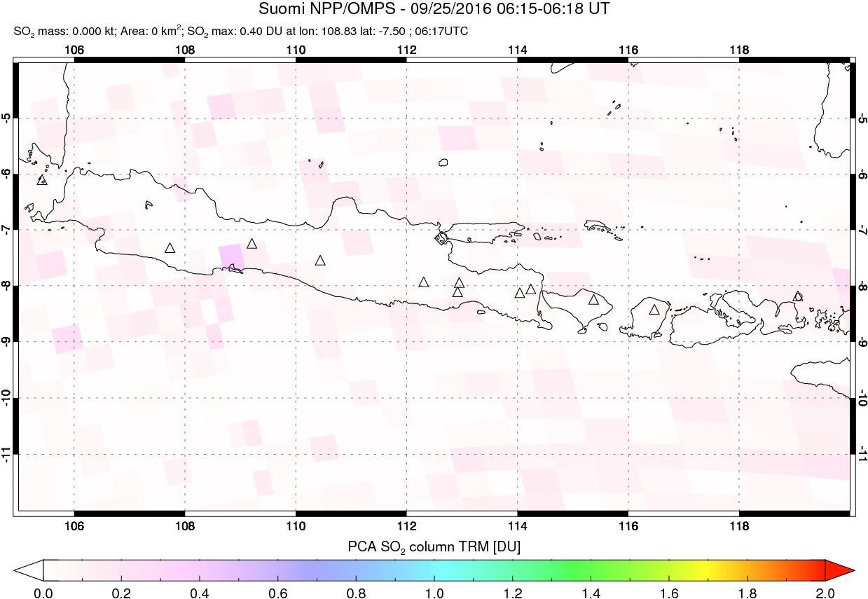 A sulfur dioxide image over Java, Indonesia on Sep 25, 2016.