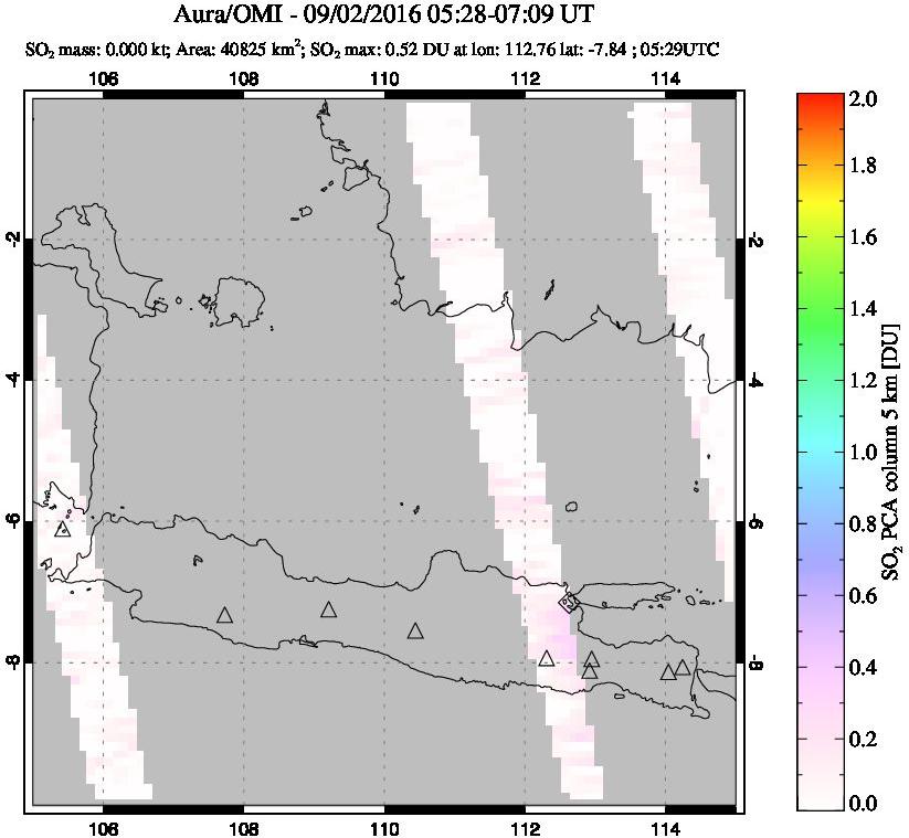 A sulfur dioxide image over Java, Indonesia on Sep 02, 2016.
