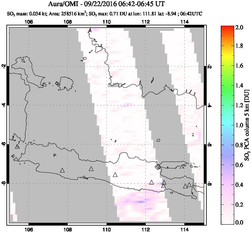 A sulfur dioxide image over Java, Indonesia on Sep 22, 2016.