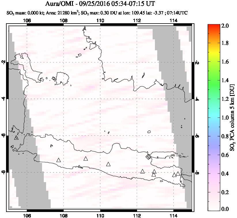 A sulfur dioxide image over Java, Indonesia on Sep 25, 2016.
