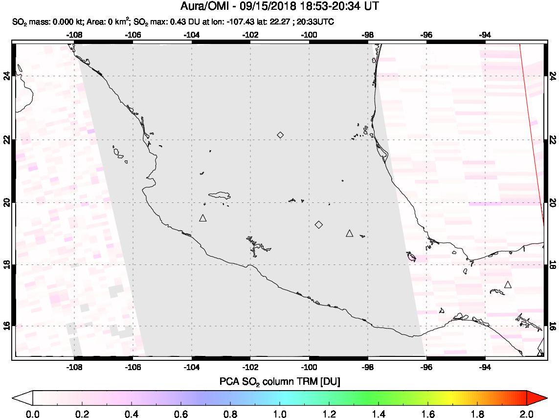 A sulfur dioxide image over Mexico on Sep 15, 2018.