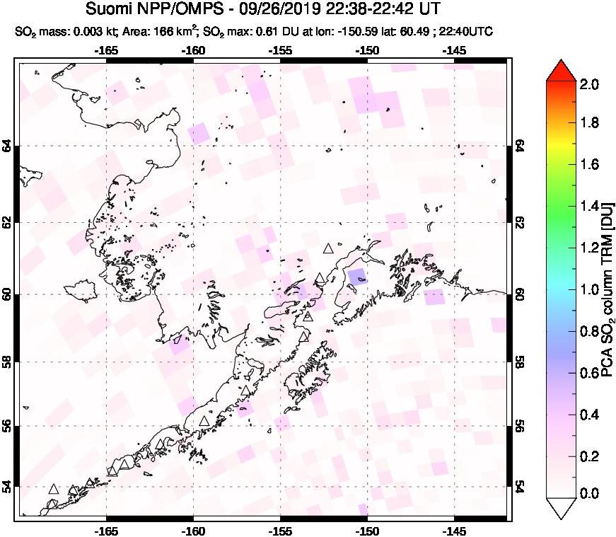A sulfur dioxide image over Alaska, USA on Sep 26, 2019.