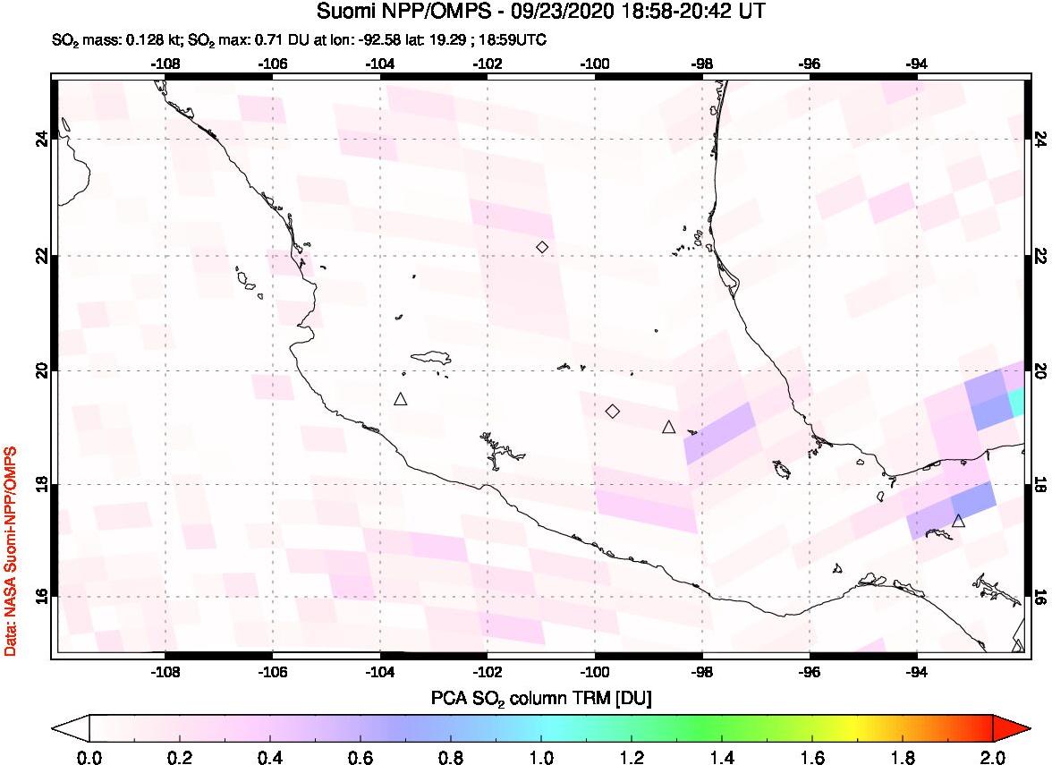 A sulfur dioxide image over Mexico on Sep 23, 2020.