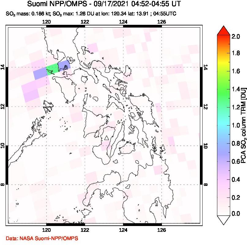 A sulfur dioxide image over Philippines on Sep 17, 2021.
