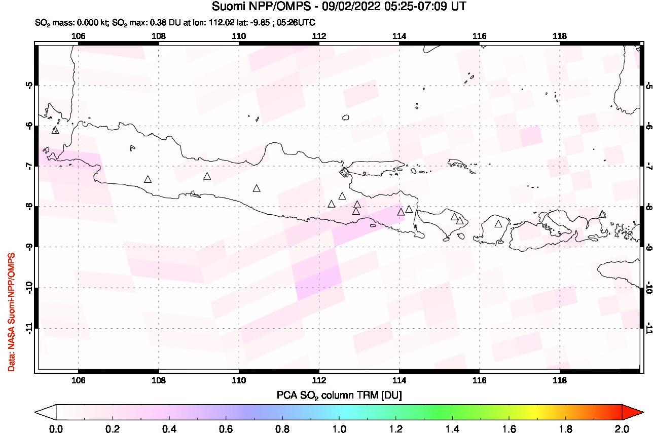 A sulfur dioxide image over Java, Indonesia on Sep 02, 2022.