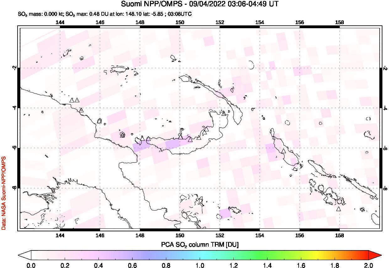 A sulfur dioxide image over Papua, New Guinea on Sep 04, 2022.