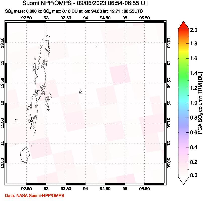 A sulfur dioxide image over Andaman Islands, Indian Ocean on Sep 06, 2023.