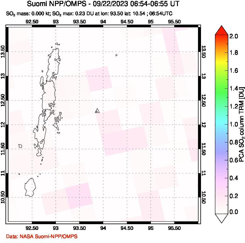 A sulfur dioxide image over Andaman Islands, Indian Ocean on Sep 22, 2023.