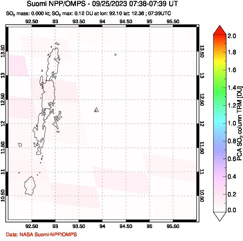 A sulfur dioxide image over Andaman Islands, Indian Ocean on Sep 25, 2023.