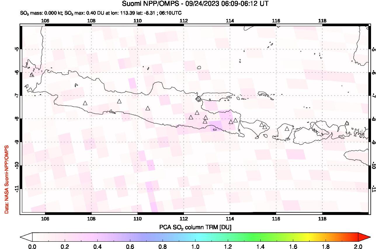 A sulfur dioxide image over Java, Indonesia on Sep 24, 2023.