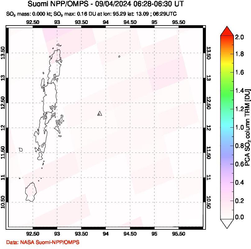 A sulfur dioxide image over Andaman Islands, Indian Ocean on Sep 04, 2024.