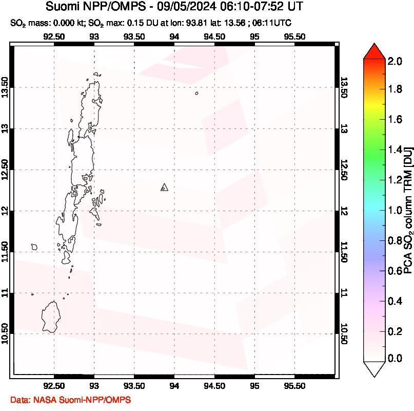 A sulfur dioxide image over Andaman Islands, Indian Ocean on Sep 05, 2024.